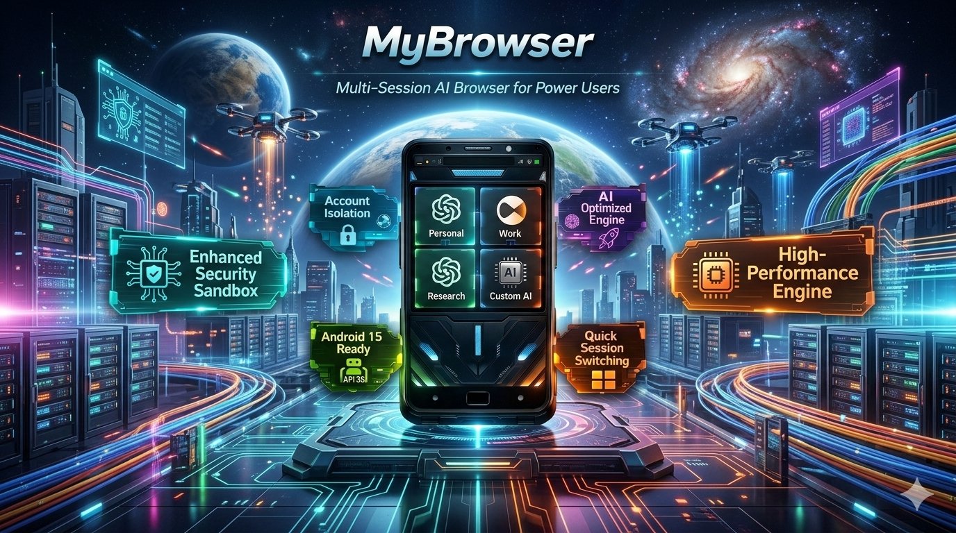 MyBrowser — Personal, Work, Research and Custom AI sessions — Enhanced Security Sandbox, AI Optimised Engine, High-Performance Engine